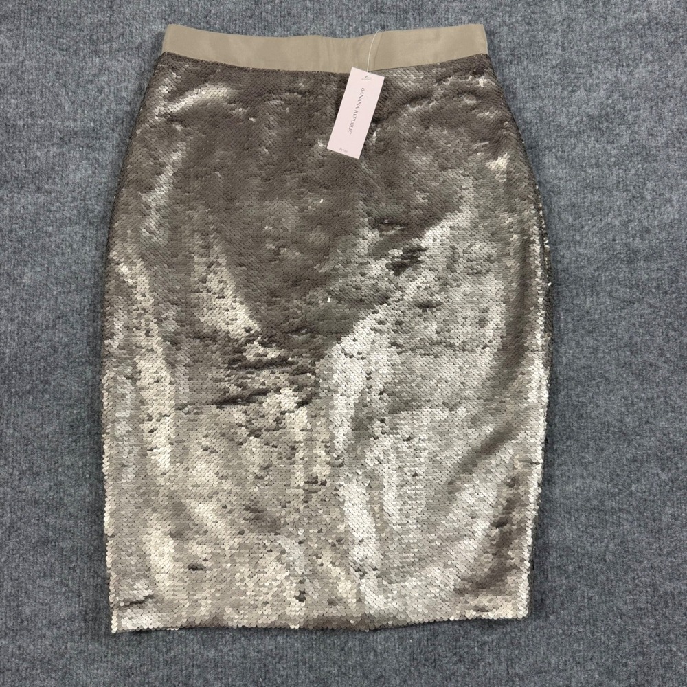Banana Republic Womens‎ Sequin Pencil Skirt 2 Petite Champagne Gold NWT